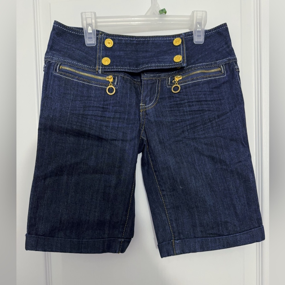 Vero Moda Dark Blue Jean Shorts with Gold Details